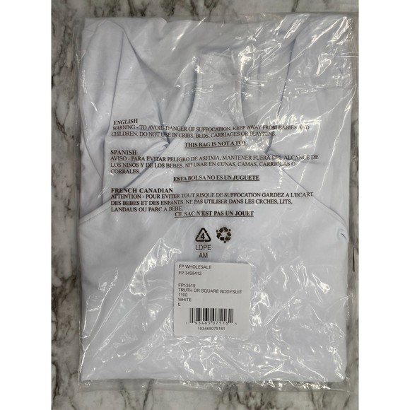 Free People NWT Truth or Square Bodysuit Long Sleeve Square Neck White Large New - Picture 9 of 11